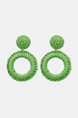 Round Shape Raffia Grass Dangle Earrings - Flyclothing LLC