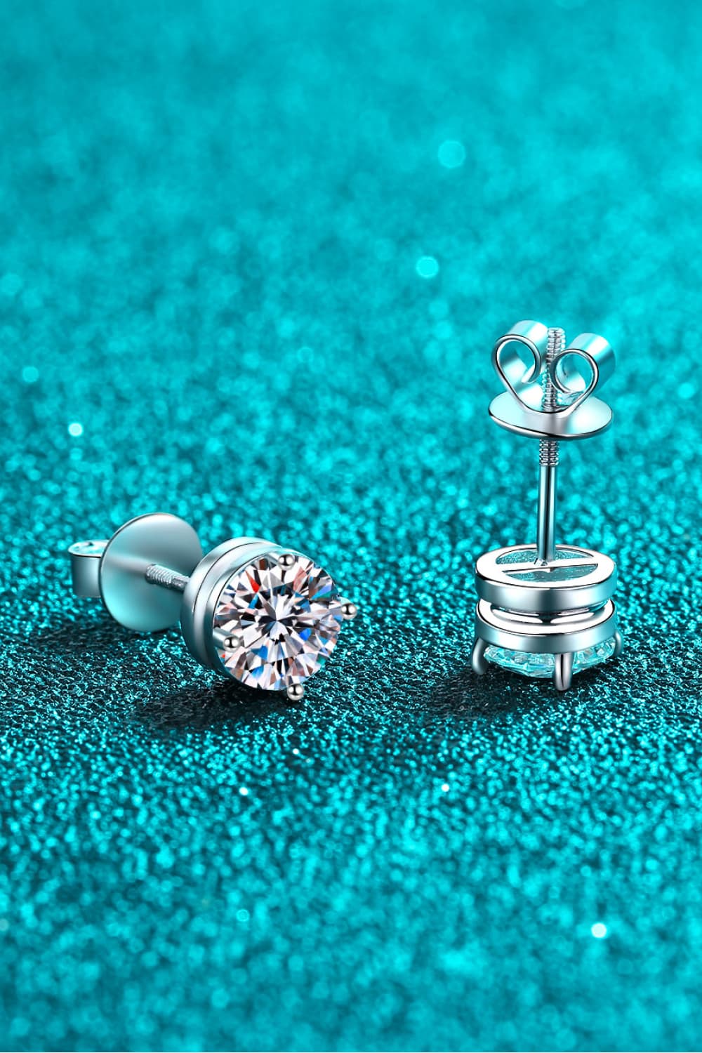 2 Carat Moissanite Rhodium-Plated Stud Earrings - Flyclothing LLC