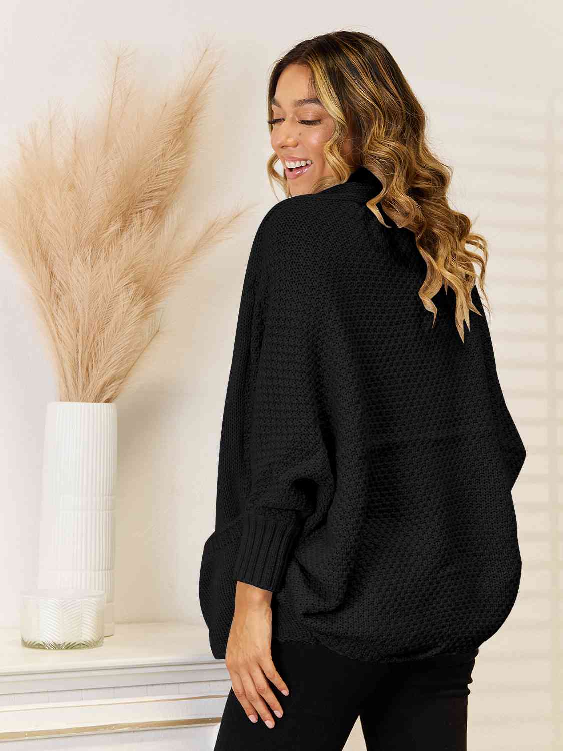 Open Front  Cardigan with Pockets - Flyclothing LLC