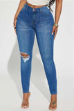 Distressed Buttoned Jeans with Pockets - Flyclothing LLC