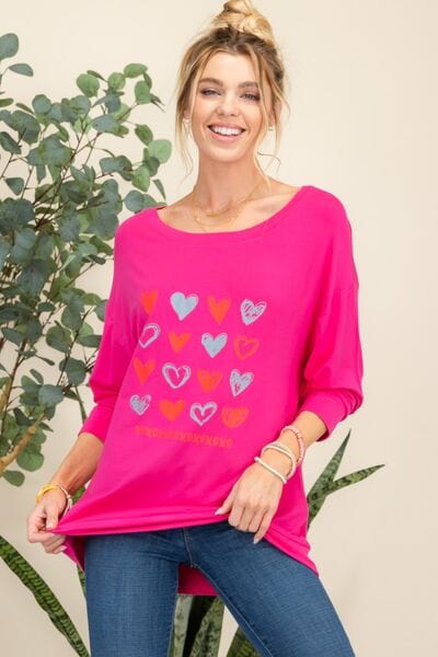 Celeste Full Size Heart Graphic Long Sleeve T-Shirt - Trendsi