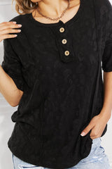 BOMBOM At The Fair Animal Textured Top in Black - Trendsi