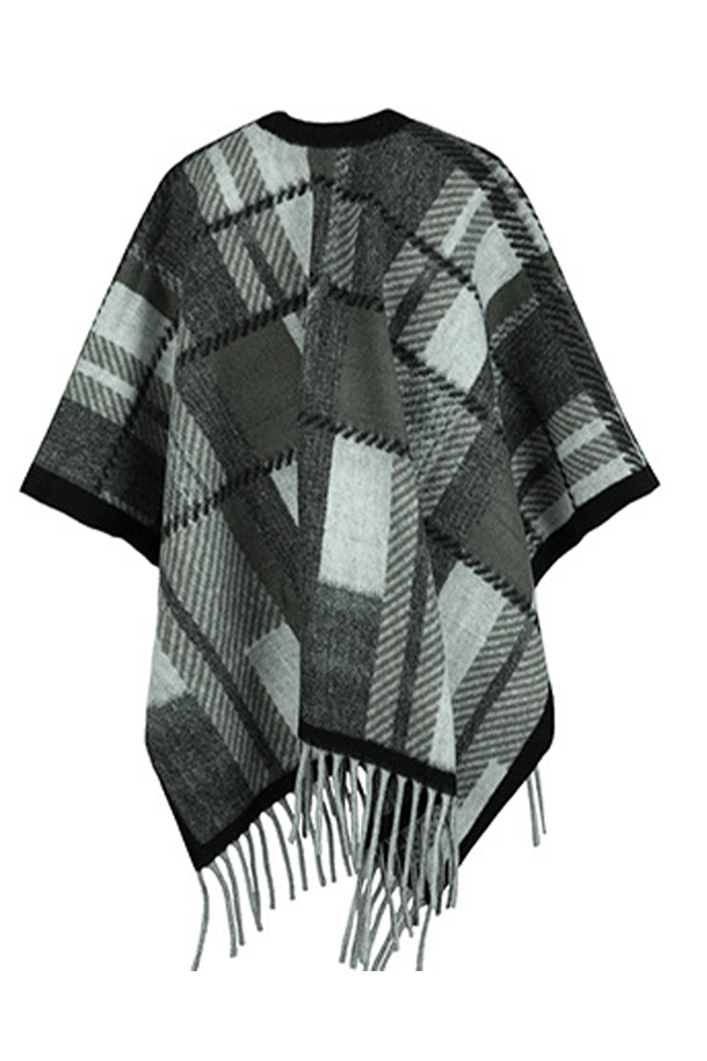 Color Block Fringe Detail Poncho – Flyclothing LLC