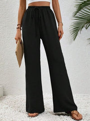 Wide Leg Drawstring Pants - Flyclothing LLC