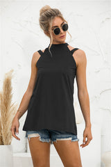 Cutout Mock Neck Tank - Flyclothing LLC