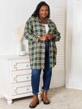 Double Take Plaid Collared Neck Long Sleeve Shirt - Flyclothing LLC