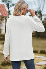 Eyelet Round Neck Long Sleeve T-Shirt - Trendsi