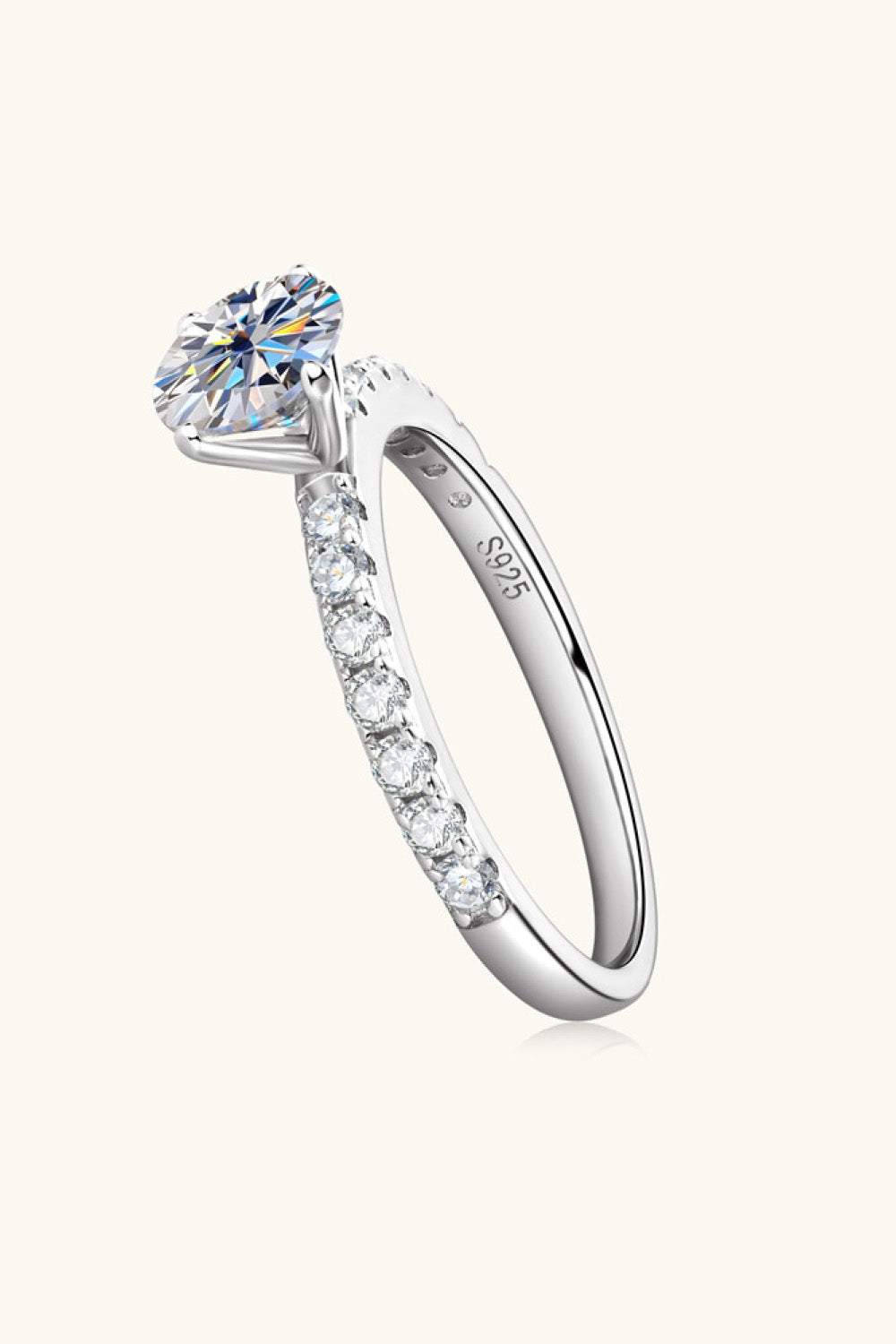 Moissanite Platinum-Plated Side Stone Ring - Flyclothing LLC