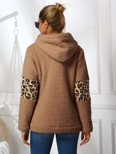 Sherpa Leopard Long Sleeve Hoodie - Flyclothing LLC