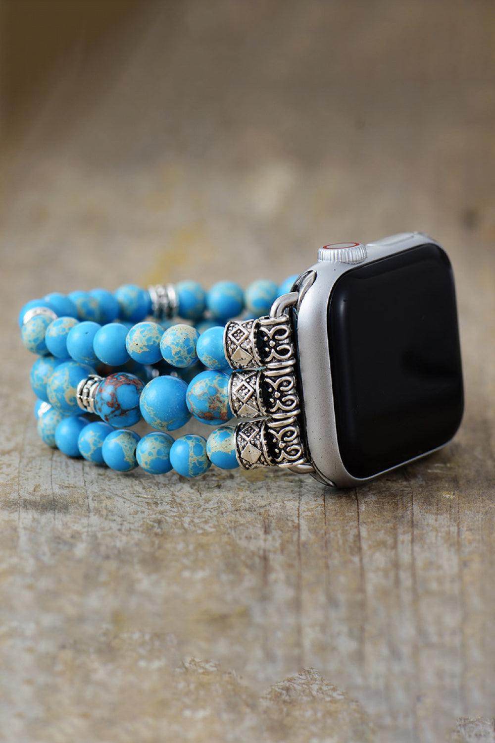 Synthetic Imperial Jasper Beaded Watchband Bracelet - Flyclothing LLC