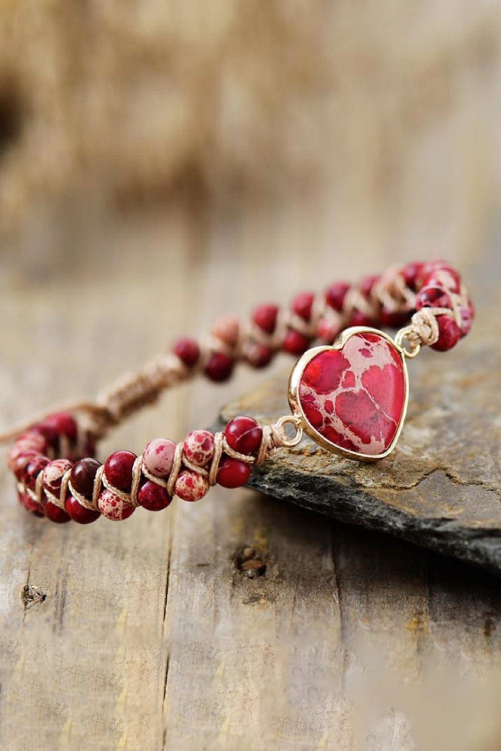 Handmade Heart Shape Natural Stone Bracelet - Flyclothing LLC