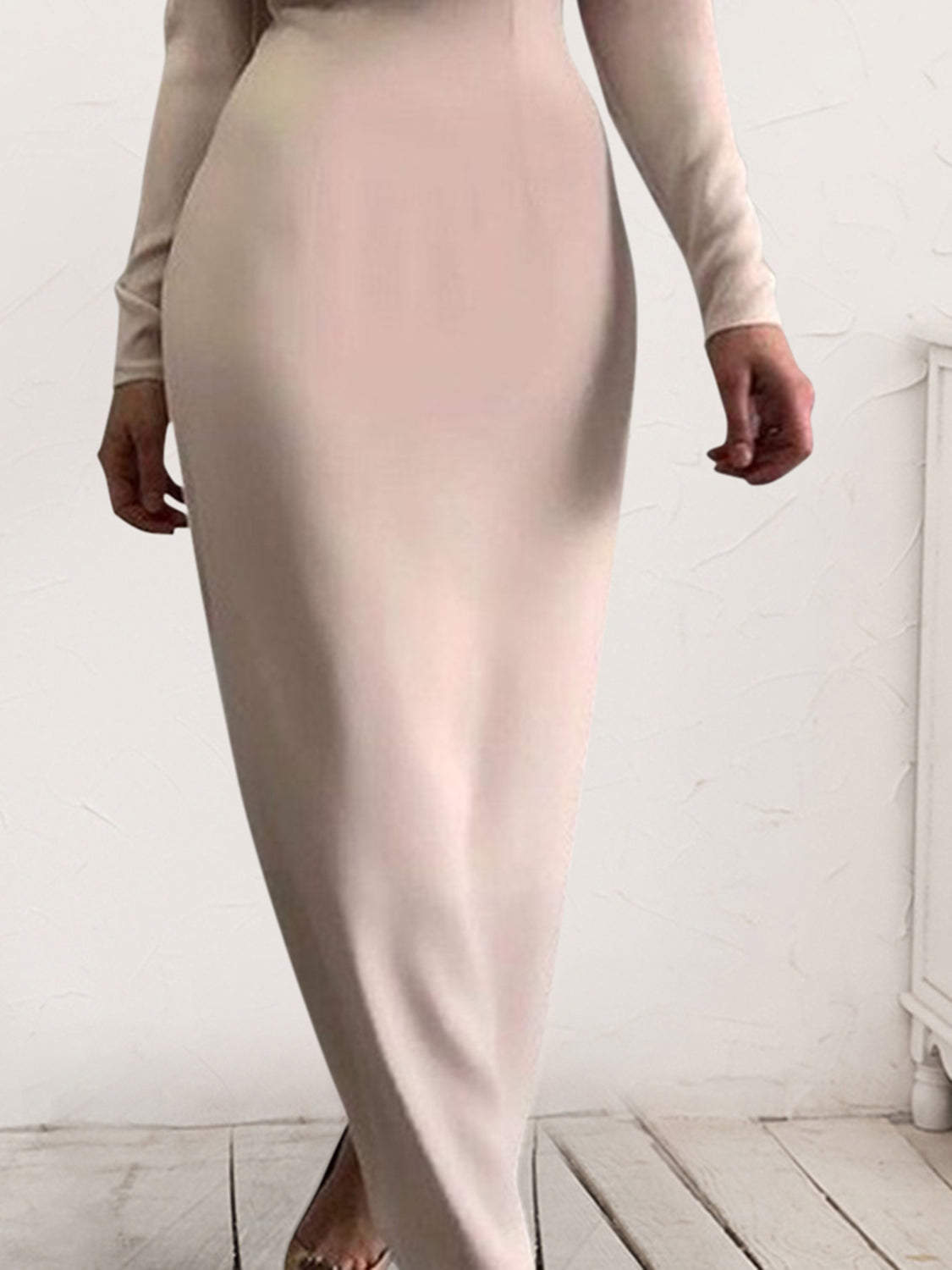 Ruched Turtleneck Long Sleeve Dress - Flyclothing LLC