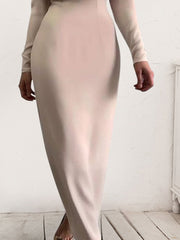 Ruched Turtleneck Long Sleeve Dress - Flyclothing LLC