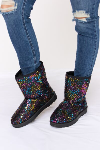 Forever Link Sequin Thermal Flat Boots - Flyclothing LLC