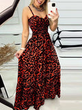 Leopard Sweetheart Neck Cami Dress - Trendsi