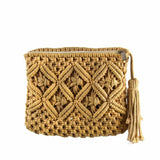 Macrame Clutch with Tassel, Tan - Flyclothing LLC