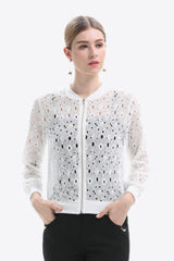 Openwork Zip Up Jacket - Flyclothing LLC