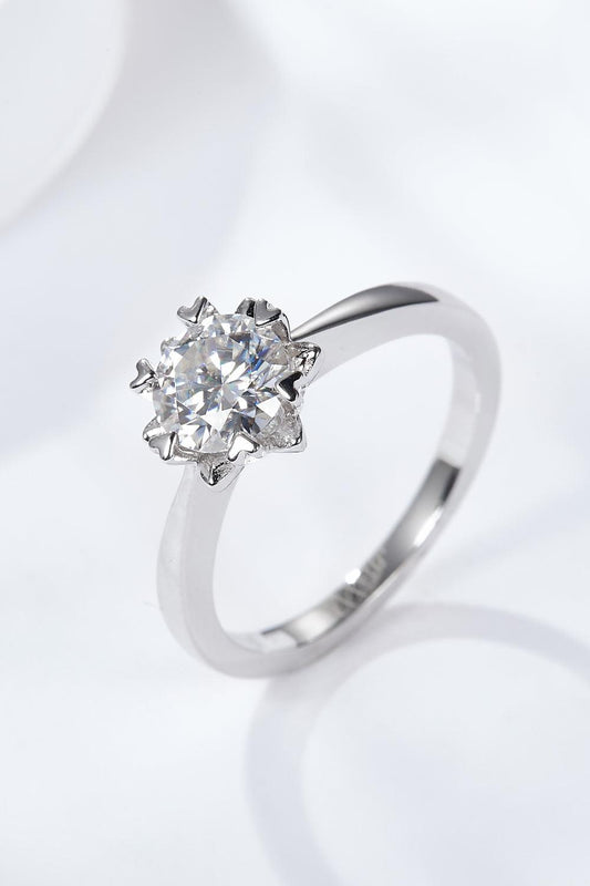 925 Sterling Silver Solitaire Moissanite Ring - Flyclothing LLC