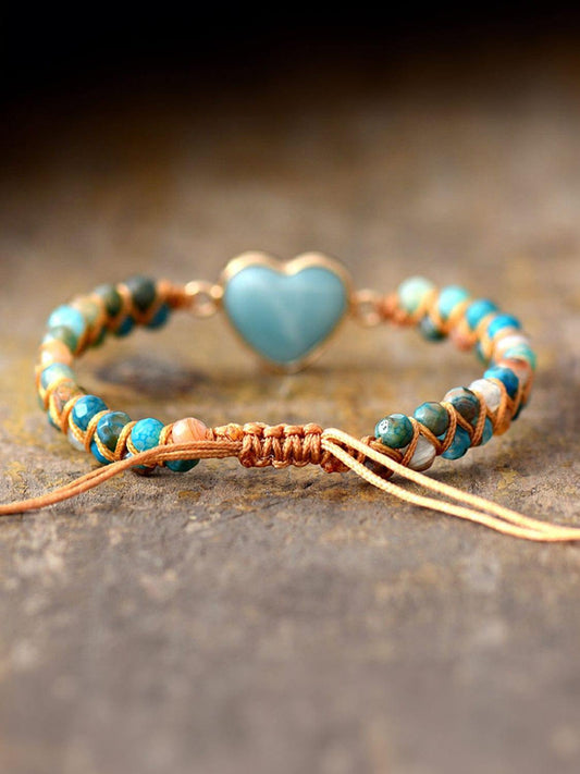 Heart Shape Beaded Bracelet - Trendsi