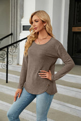 Round Neck Long Sleeve T-Shirt - Flyclothing LLC