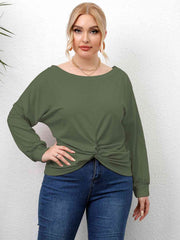 Plus Size Twisted Drop Shoulder T-Shirt - Flyclothing LLC