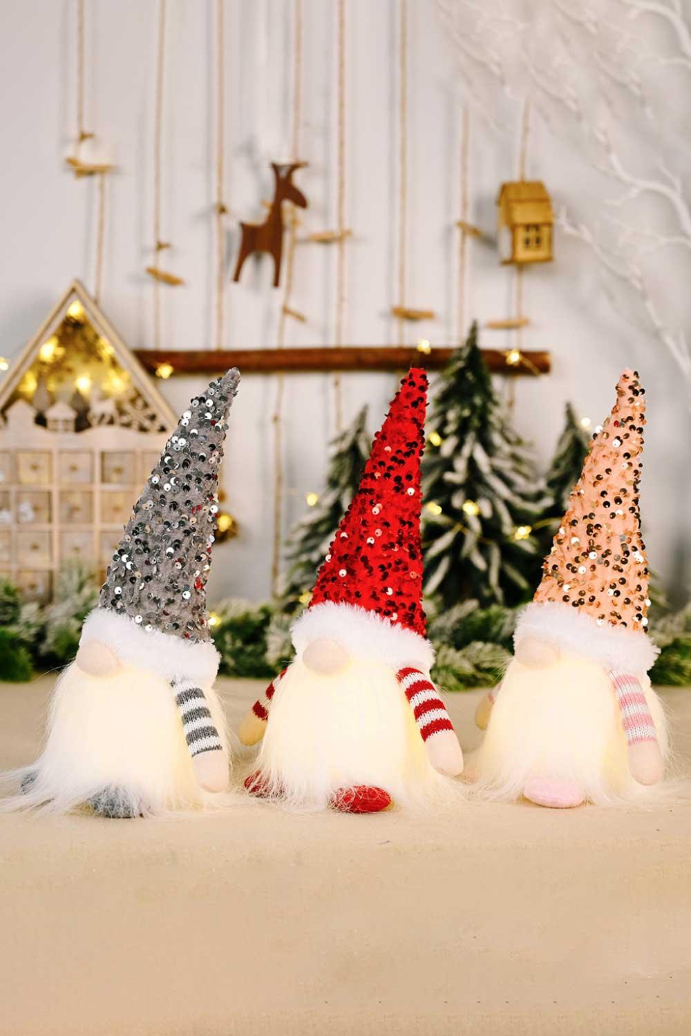 3-Pack Sequined Light-Up Christmas Gnomes - Flyclothing LLC