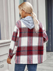 Plaid Hooded Jacket with Pockets - Flyclothing LLC