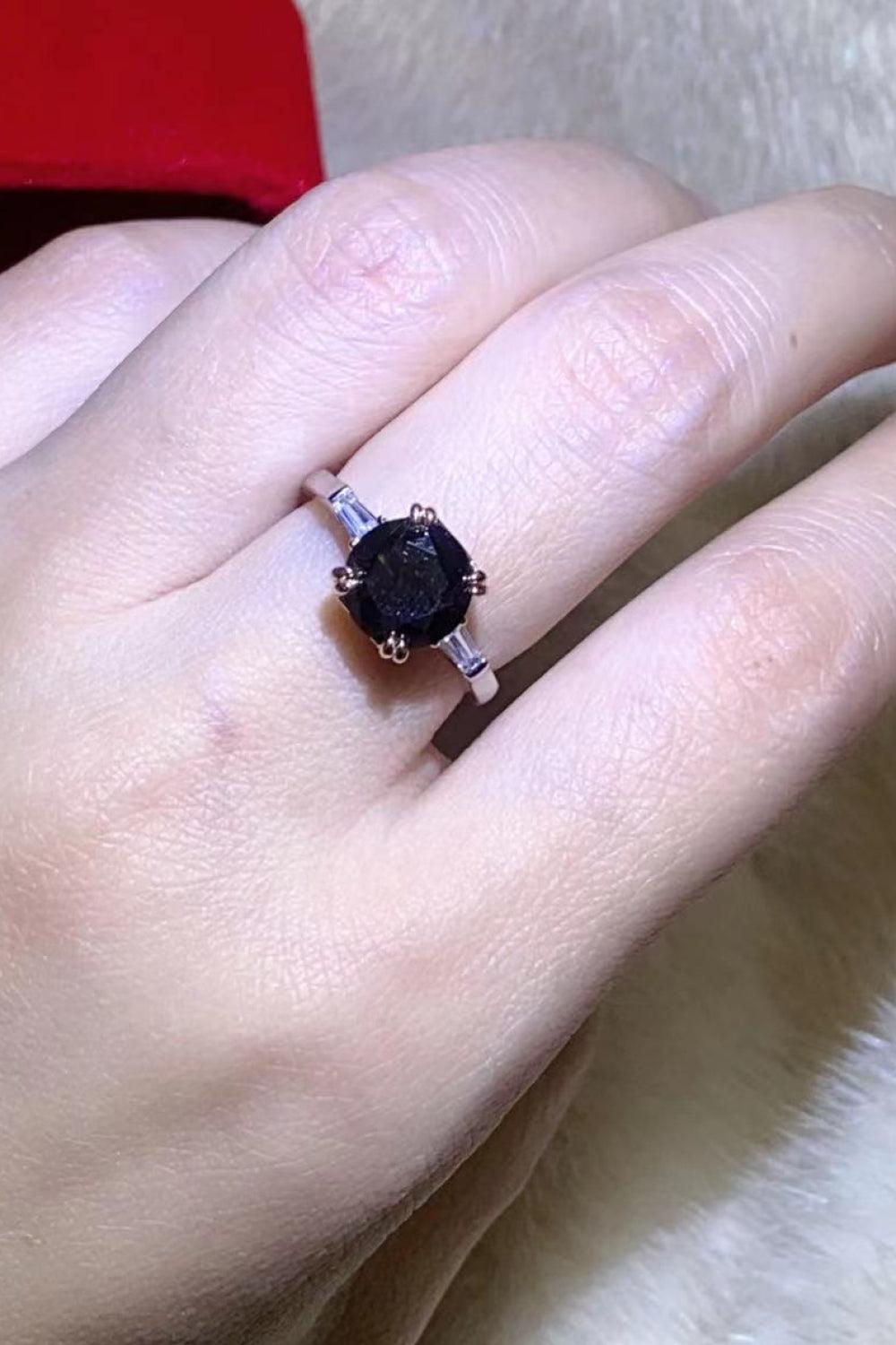 2 Carat Black Moissanite Platinum-Plated Ring - Flyclothing LLC