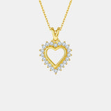 Moissanite 925 Sterling Silver Heart Pendant Necklace - Flyclothing LLC