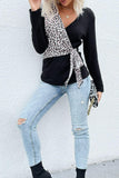 Leopard Waffle-Knit Tied Top - Flyclothing LLC