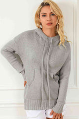 Drawstring Hooded Sweater with Pocket - Flyclothing LLC