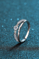 Moissanite Cutout Rhodium-Plated Ring - Flyclothing LLC