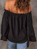 Off-Shoulder Flounce Sleeve Blouse - Trendsi