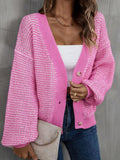 Heathered Lantern Sleeve Cardigan - Trendsi