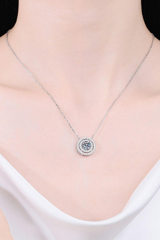 Moissanite Round Pendant Rhodium-Plated Necklace - Flyclothing LLC