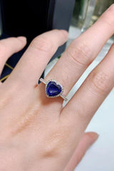 2 Carat Moissanite Heart-Shaped Side Stone Ring - Trendsi