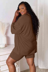 Basic Bae Full Size Soft Rayon Three-Quarter Sleeve Top and Shorts Set - Flyclothing LLC