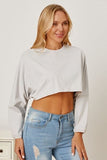 Round Neck Dropped Shoulder Cropped Sweatshirt - Trendsi