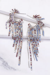 Fringed Rhinestone Zinc Alloy Dangle Earrings - Flyclothing LLC