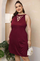 Plus Size Cutout Round Neck Sleeveless Dress - Flyclothing LLC