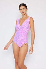 Marina West Swim Full Size Float On Ruffle Faux Wrap One-Piece in Carnation Pink - Trendsi