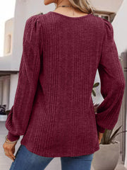 Square Neck Long Sleeve Top - Flyclothing LLC