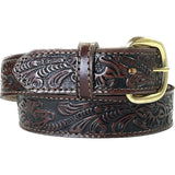 Rockmount Clothing Leaf Tooling Trip Stitch Genuine Tan Leather Western Belt - Rockmount Clothing