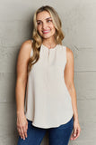 Ninexis First Glance Sleeveless Neckline Slit Top - Flyclothing LLC