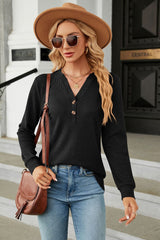 V-Neck Long Sleeve Blouse - Flyclothing LLC