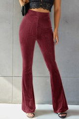 Ribbed High Waist Flare Pants - Flyclothing LLC