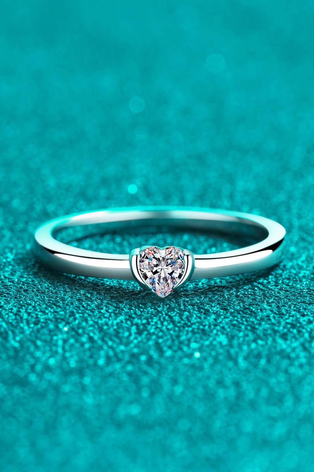 Heart-Shaped Moissanite Solitaire Ring - Flyclothing LLC