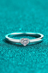 Heart-Shaped Moissanite Solitaire Ring - Trendsi