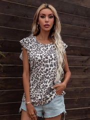 Round Neck Butterfly Sleeve Top - Trendsi