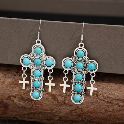 Artificial Turquoise Cross Shape Earrings - Flyclothing LLC